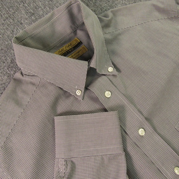 Roundtree & Yorke Other - Roundtree & Yorke Shirt Men 15 32 Black White Micro Check Fitted Non-Iron Poplin